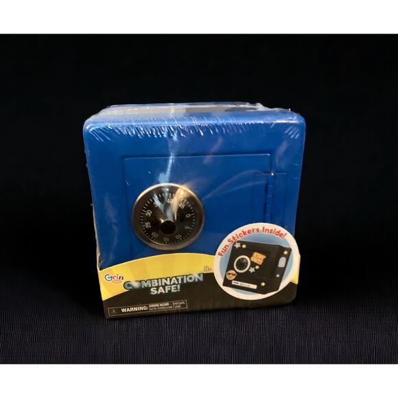 Combination Safe Metal 
Money Bank, Includes Fun Stickers Inside, Lock Box, Blue - Picture 1 of 6